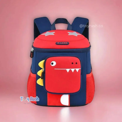 3D Dino Large School Bag for Kids Red & Blue