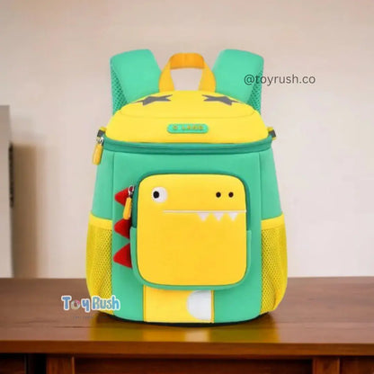 3D Dino Large School Bag for Kids Yellow & Green