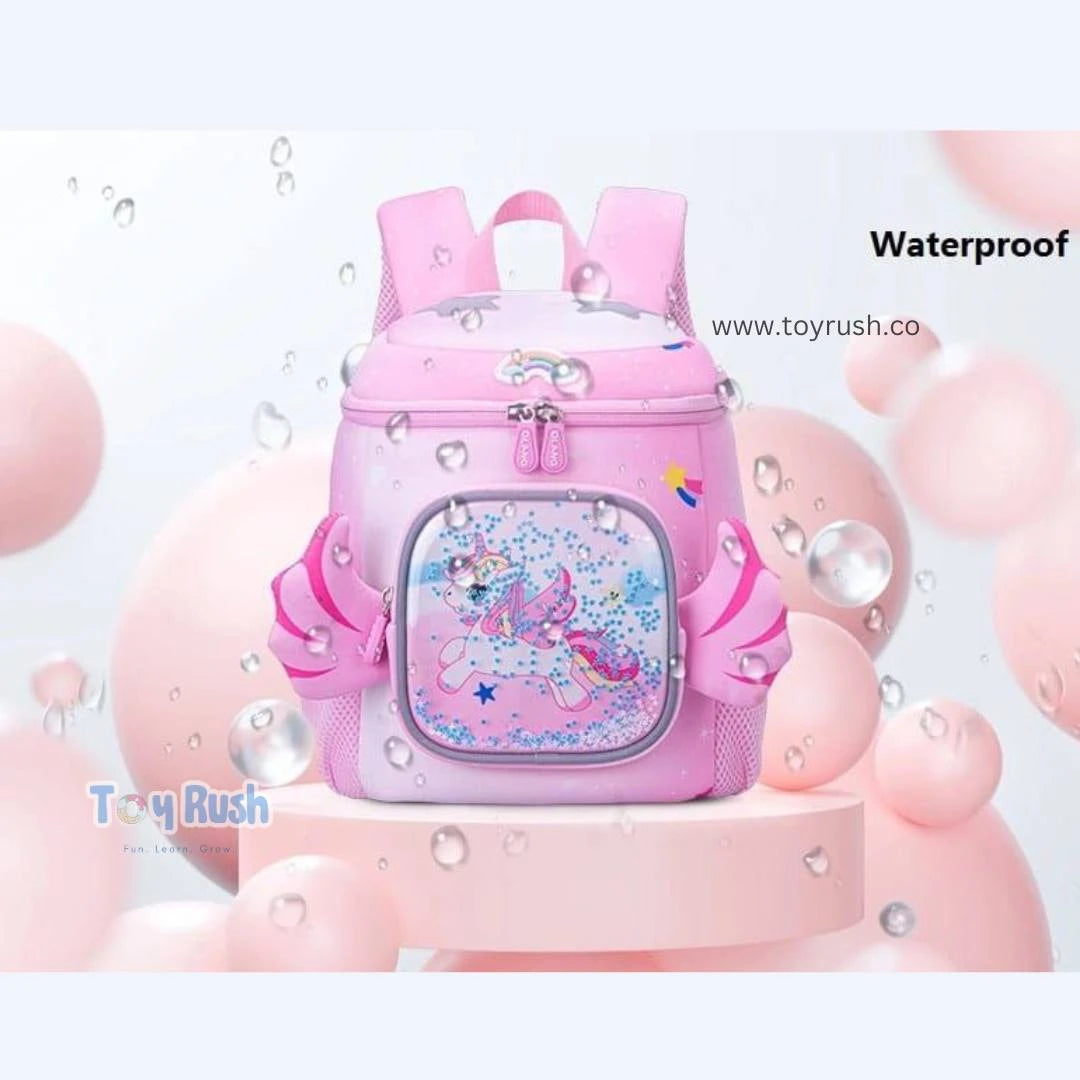 3D Unicorn Glitter Large Capacity School Backpack