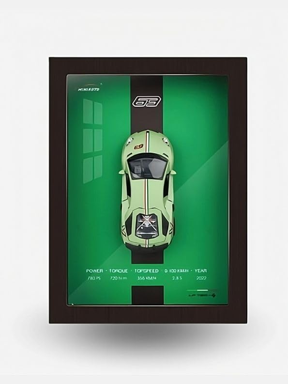 3D Car Frame Wall Art | Wooden Frame with Removable Die-Cast Cars, Lights, Pull-Back Action, Collectible Display for Car Lovers