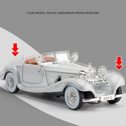 1:24 Scale Mercedes-Benz 500K Diecast Model Car – Collector’s Luxury Edition with Functional Features & Working Lights | Pull Back