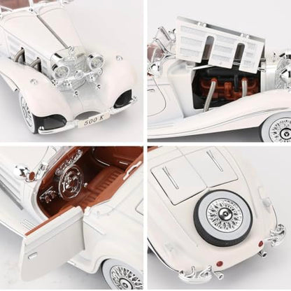 1:24 Scale Mercedes-Benz 500K Diecast Model Car – Collector’s Luxury Edition with Functional Features & Working Lights | Pull Back
