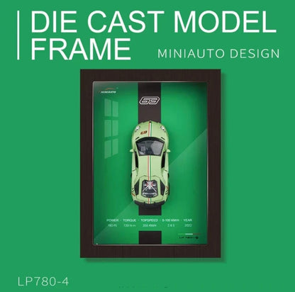 3D Car Frame Wall Art | Wooden Frame with Removable Die-Cast Cars, Lights, Pull-Back Action, Collectible Display for Car Lovers