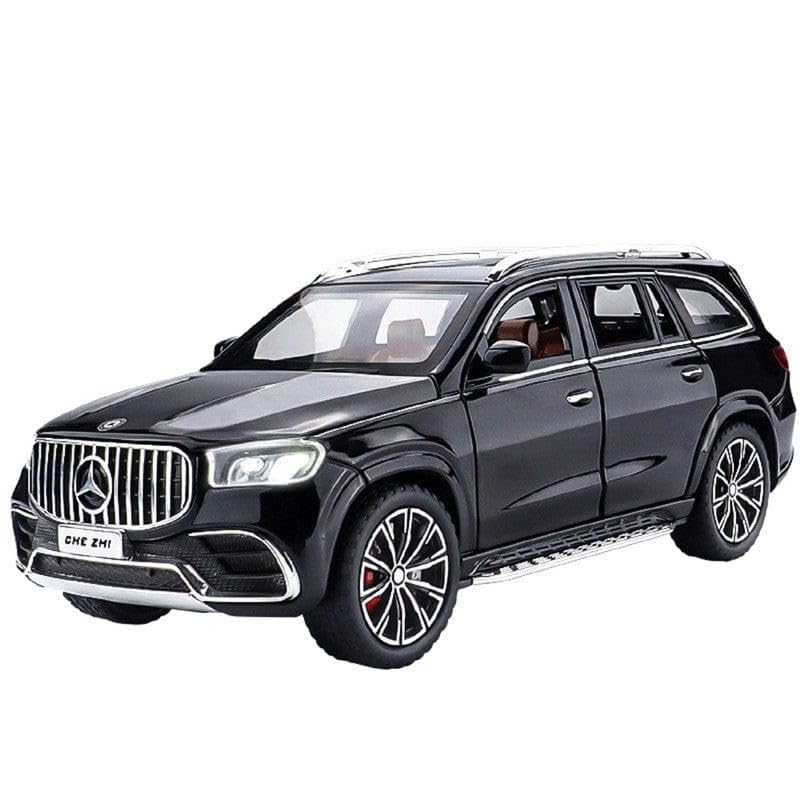 1/24 Mercedes Benz GLS63 AMG Model Car, Zinc Alloy Diecast Pull Back with Light, Sound and openable Doors Black