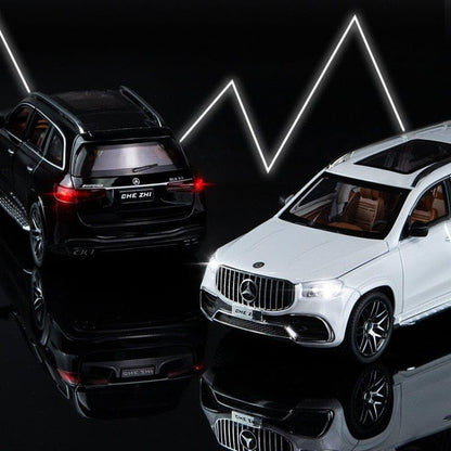 1/24 Mercedes Benz GLS63 AMG Model Car, Zinc Alloy Diecast Pull Back with Light, Sound and openable Doors