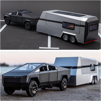 1:32 Scale Tesla Cybertruck Model Toy Pull Back with Pick-Up Truck, Alloy Diecast Toys for Kids