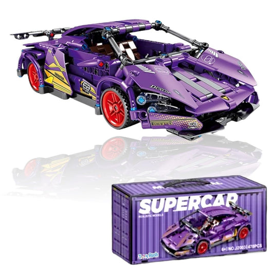 1:18 Scale Pull Back Racing Car Building Block Set | Creative Assembly Toy for Collectors & Enthusiasts | Compatible Brick Model Kit for Racing Fans Purple Lambo (470pcs)