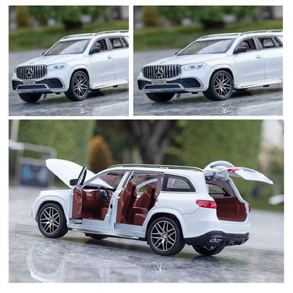 1/24 Mercedes Benz GLS63 AMG Model Car, Zinc Alloy Diecast Pull Back with Light, Sound and openable Doors