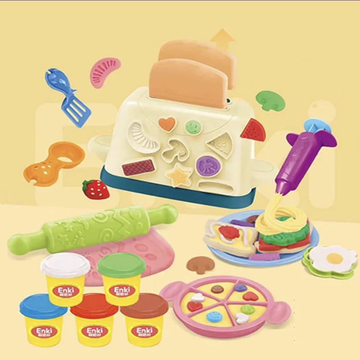 DIY Clay Dough Bread Maker 2 in 1 Pretend Play Toaster Baking Set (29 Pcs)