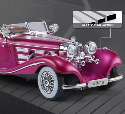1:24 Scale Mercedes-Benz 500K Diecast Model Car – Collector’s Luxury Edition with Functional Features & Working Lights | Pull Back