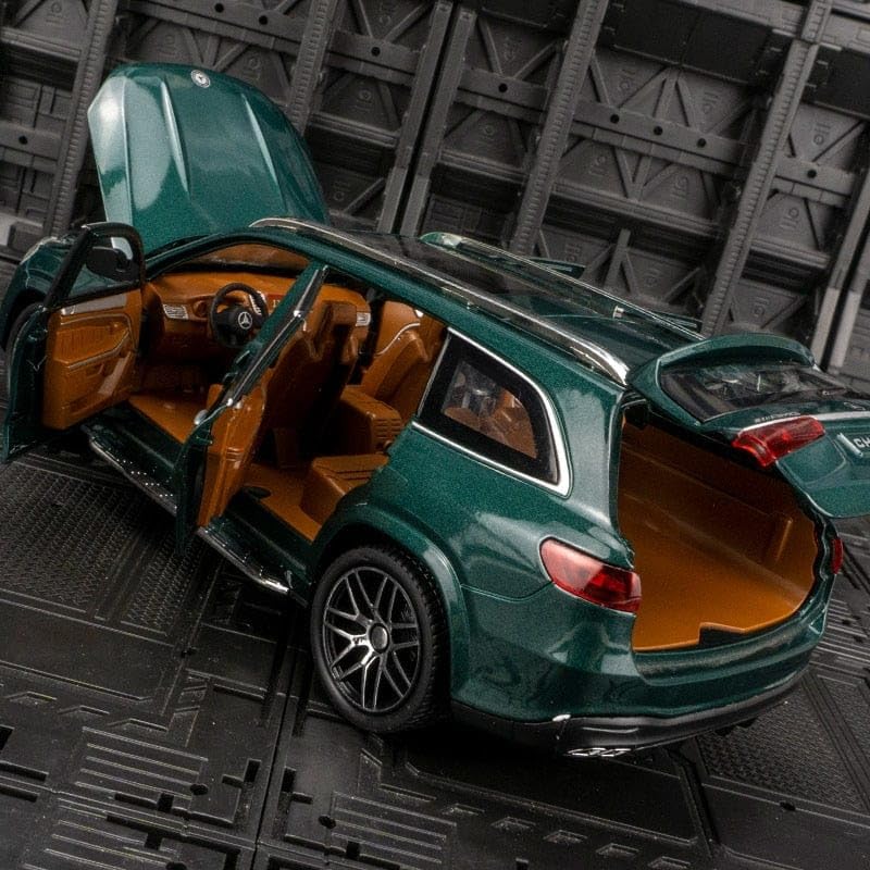 1/24 Mercedes Benz GLS63 AMG Model Car, Zinc Alloy Diecast Pull Back with Light, Sound and openable Doors