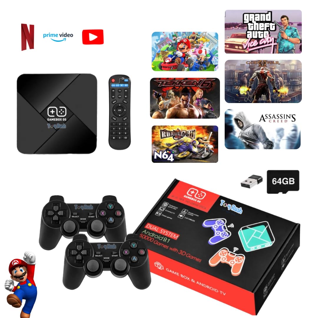 2 in 1 Android Tv and Video Game Console G5 30k+ Games,GTA,NBA,PES,TEKKEN 6,OTT PLATFORMS,Screen Mirroring Default Title