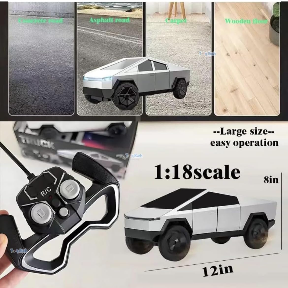 Tesla Cybertruck High Speed RC with Dual Motor 2.4GHz with Light Effects (1:14 Rc Car)