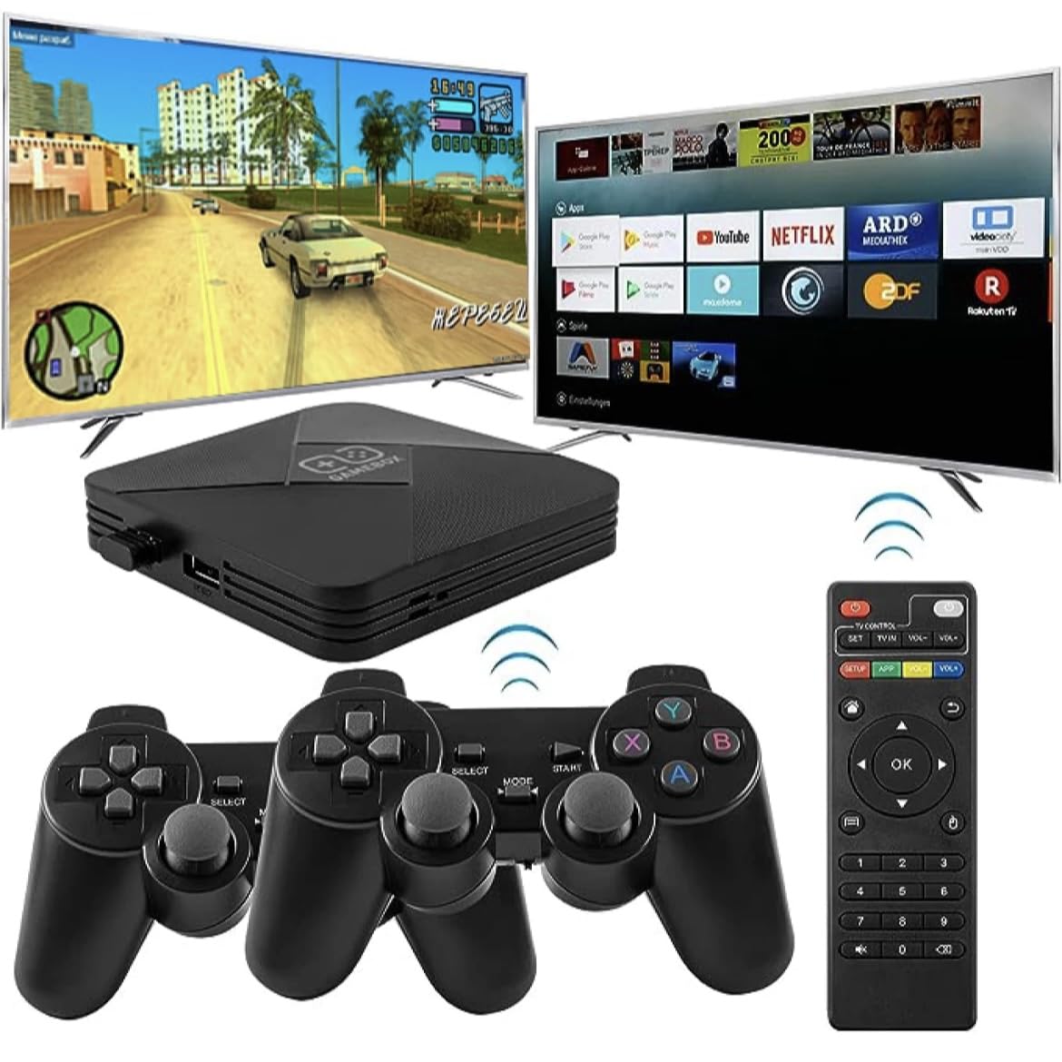 2 in 1 Android Tv and Video Game Console G5 30k+ Games,GTA,NBA,PES,TEKKEN 6,OTT PLATFORMS,Screen Mirroring