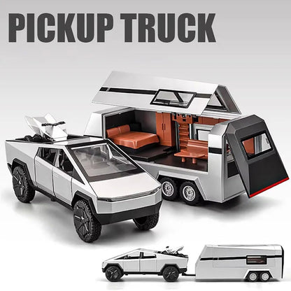 1:32 Scale Tesla Cybertruck Model Toy Pull Back with Pick-Up Truck, Alloy Diecast Toys for Kids