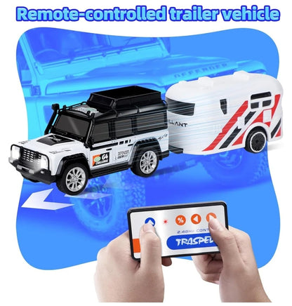 Mini RC Metal Alloy Car With Trailer Off-Road Adjustable Speed