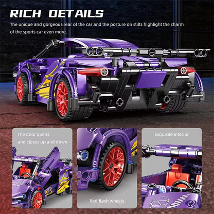 1:18 Scale Pull Back Racing Car Building Block Set | Creative Assembly Toy for Collectors & Enthusiasts | Compatible Brick Model Kit for Racing Fans