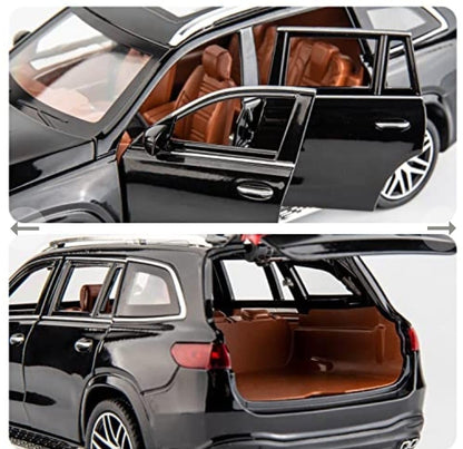 1/24 Mercedes Benz GLS63 AMG Model Car, Zinc Alloy Diecast Pull Back with Light, Sound and openable Doors