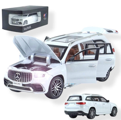 1/24 Mercedes Benz GLS63 AMG Model Car, Zinc Alloy Diecast Pull Back with Light, Sound and openable Doors