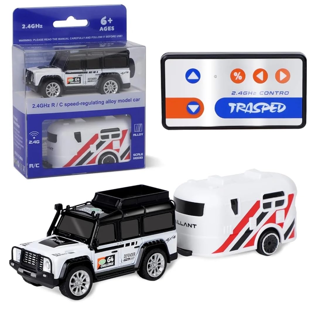 Mini RC Metal Alloy Car With Trailer Off-Road Adjustable Speed Default Title