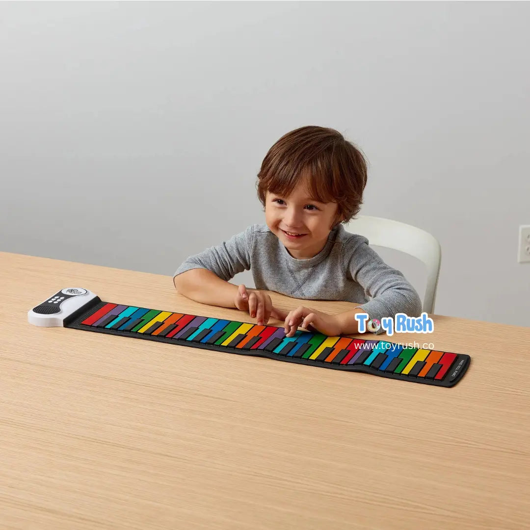 Kids Roll-Up Piano Keyboard – Portable Rainbow Musical Keyboard Toy with Speaker & Recording