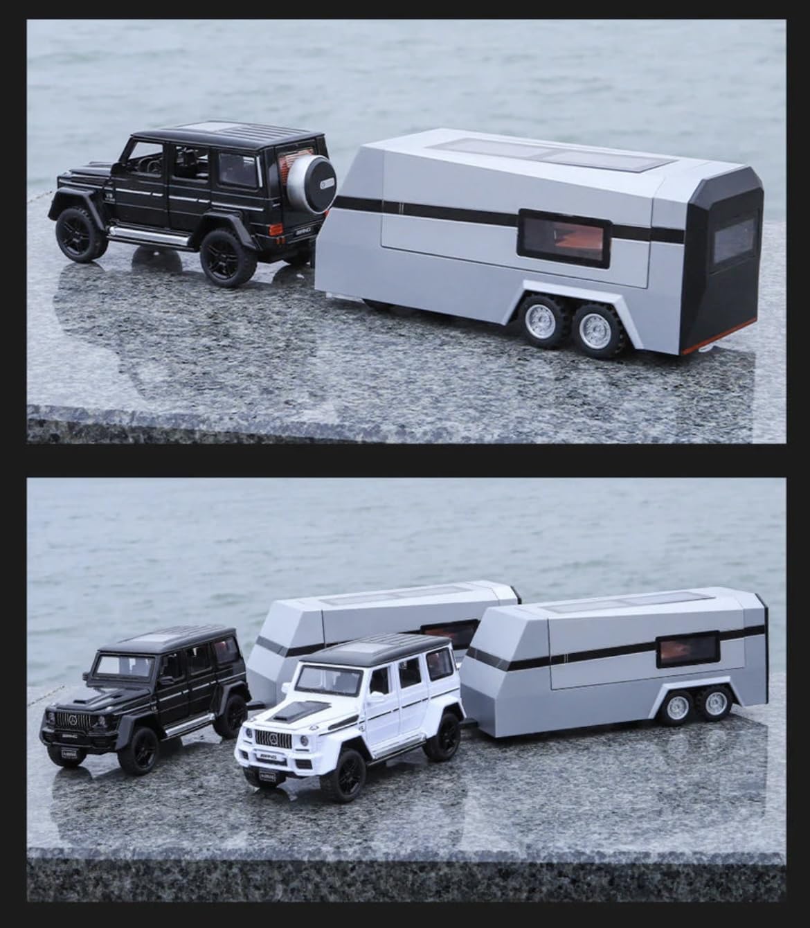 Mercedes-Benz G Wagon with Pick-UP Trailer 1:32 DIECAST Metal Pullback Toy CAR with OPENABLE Doors & Light, Music