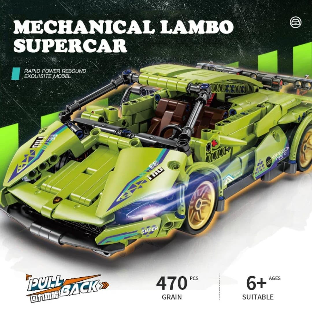 1:18 Scale Pull Back Racing Car Building Block Set | Creative Assembly Toy for Collectors & Enthusiasts | Compatible Brick Model Kit for Racing Fans