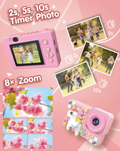 Kids Lego Theme Camera for Girls & Boys 48MP HD Digital Video Camera, Birthday Gifts for 4-10 Years Old Children