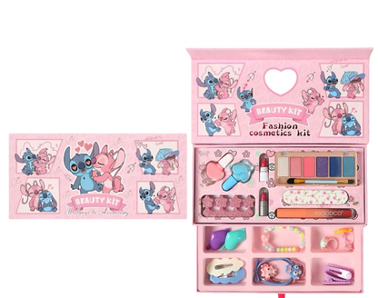 Stitch Theme Makeup Beauty Kit with Accessories – Fashion Cosmetic Playset for Girls