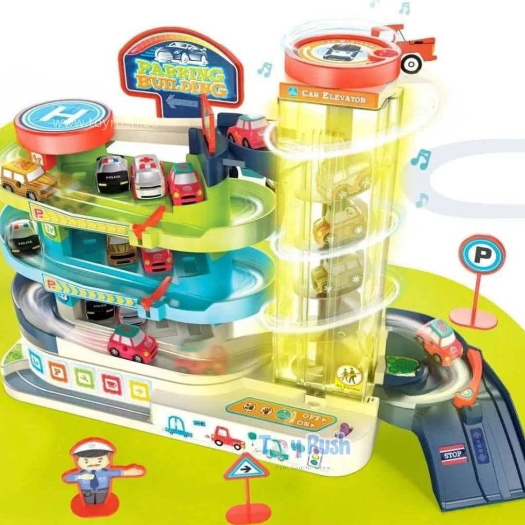 Car Parking Building Race Track Playset (Lights & Music)