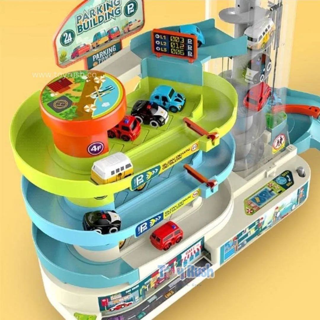 Car Parking Building Race Track Playset (Lights & Music)