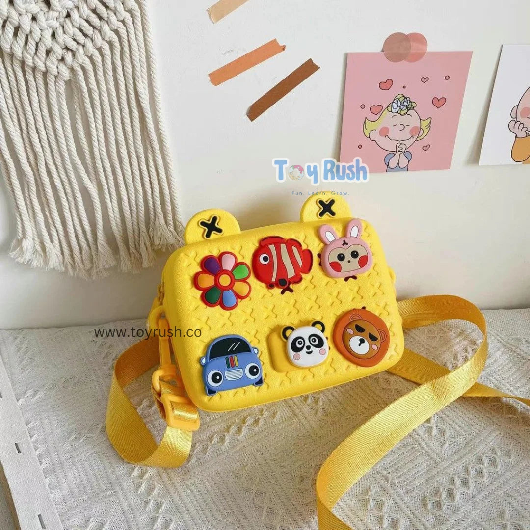 Cartoon Soft Silicone Satchel Crossbody Sling Bag Yellow