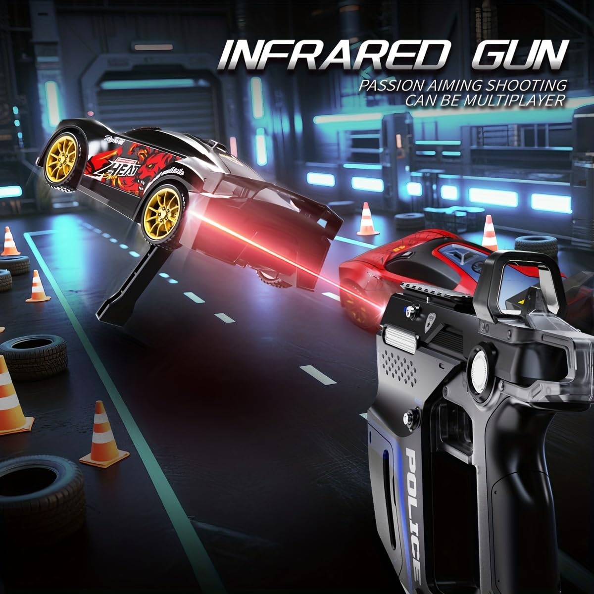 Infrared Battle RC Car Toy with Gun Controller – Shoot, Flip & Race | Rechargeable 2.4G Remote Car