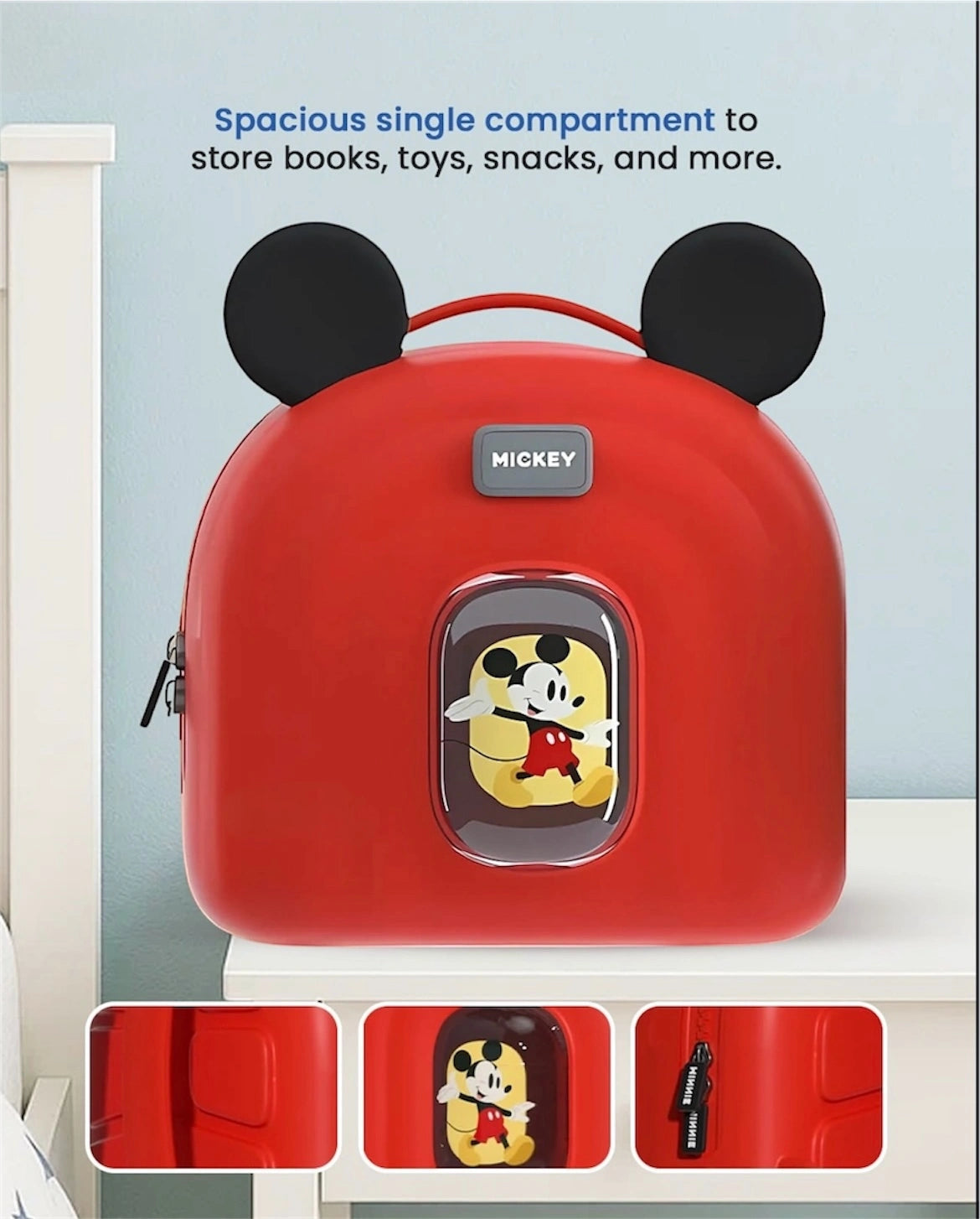Disney Mickey & Minnie Kids Backpack | Cute Cartoon School Bag with Adjustable Straps & Spacious Compartment | Travel & Daily Use Bag for Boys & Girls