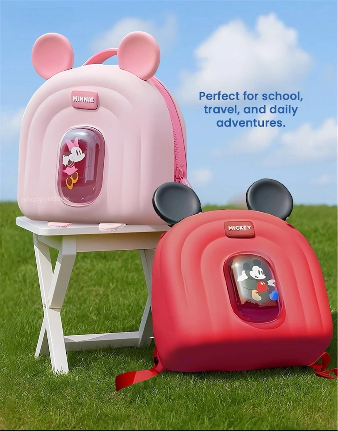 Disney Mickey & Minnie Kids Backpack | Cute Cartoon School Bag with Adjustable Straps & Spacious Compartment | Travel & Daily Use Bag for Boys & Girls