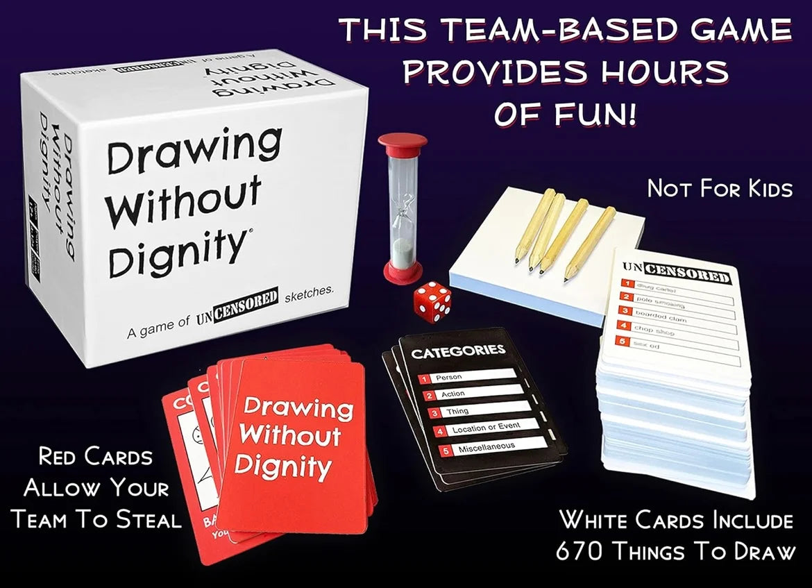 Drawing Without Dignity Party Game – Hilarious Adult Drawing Game, Pictionary Alternative for Game Night, 4+ Players, Ages 17+