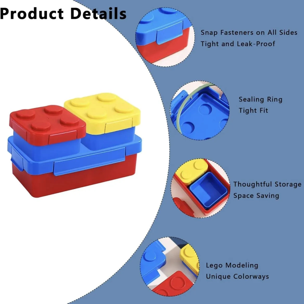LEGO Style Lunch Box with Spoon & Folk Set – Fun & Colorful Bento Box for Kids