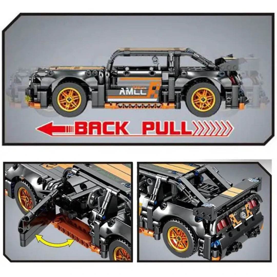 1:18 Scale Pull Back Lego Racing Car Building Block Set | Creative Assembly Toy for Collectors & Enthusiasts | Compatible Brick Model Kit for Racing Fans - Toy Rush