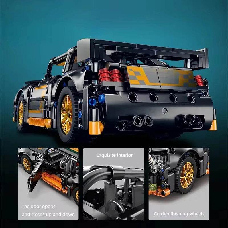 1:18 Scale Pull Back Lego Racing Car Building Block Set | Creative Assembly Toy for Collectors & Enthusiasts | Compatible Brick Model Kit for Racing Fans - Toy Rush