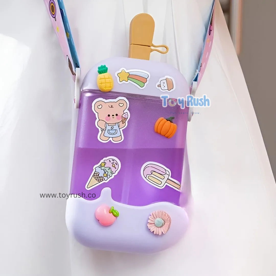 Ice cream shaped cute bottle with stickers(400ml) Purple