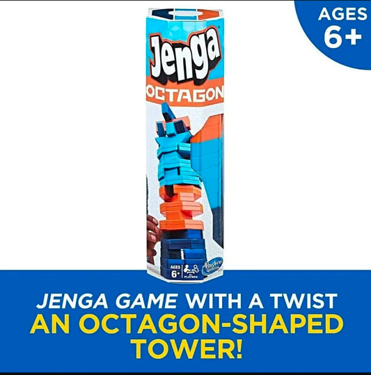 Jenga Octagon – Colorful Twist Block Stacking Game for Kids & Family Fun