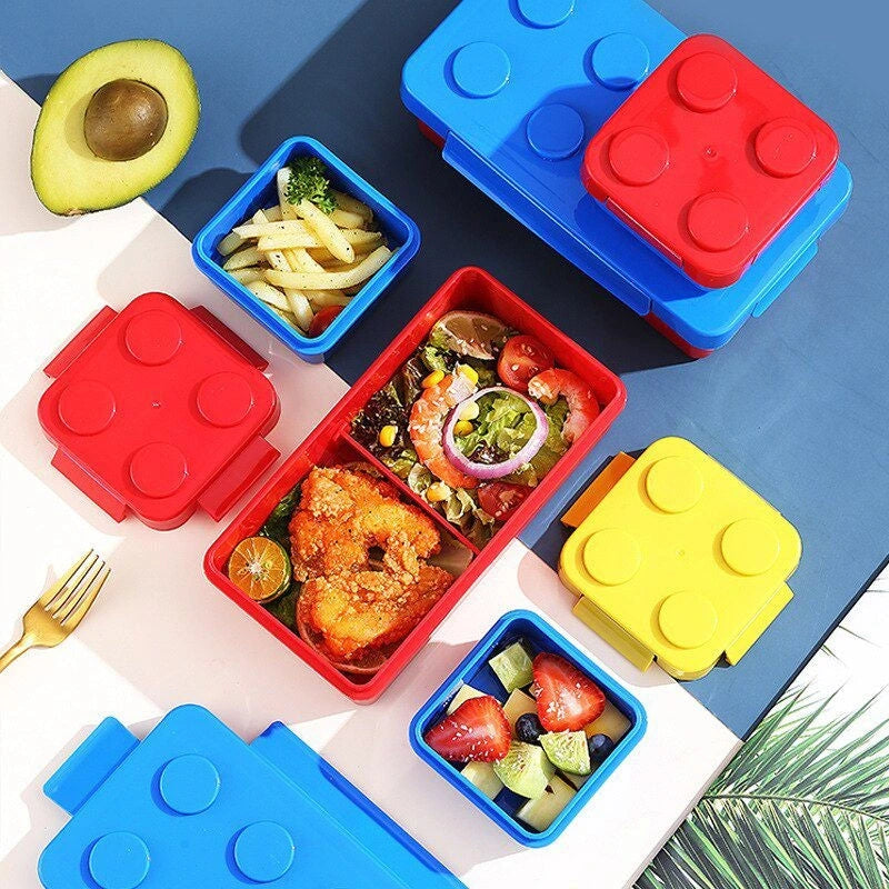 LEGO Style Lunch Box - Fun & Colorful Bento Box for Kids
