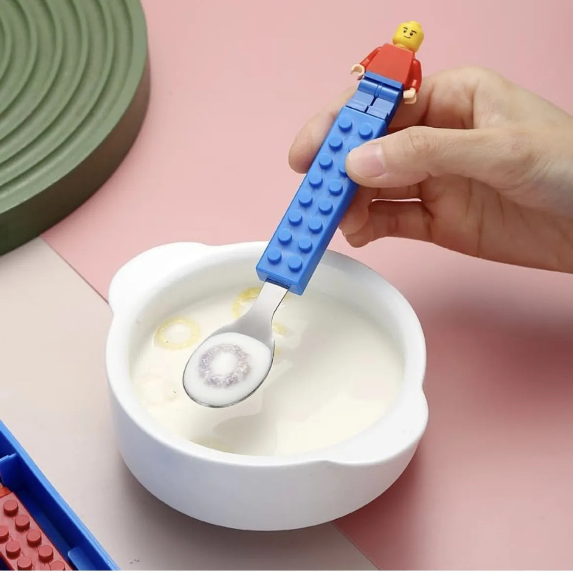 LEGO Style Lunch Box with Spoon & Folk Set – Fun & Colorful Bento Box for Kids
