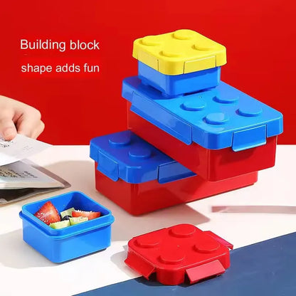 LEGO Style Lunch Box with Spoon & Folk Set – Fun & Colorful Bento Box for Kids