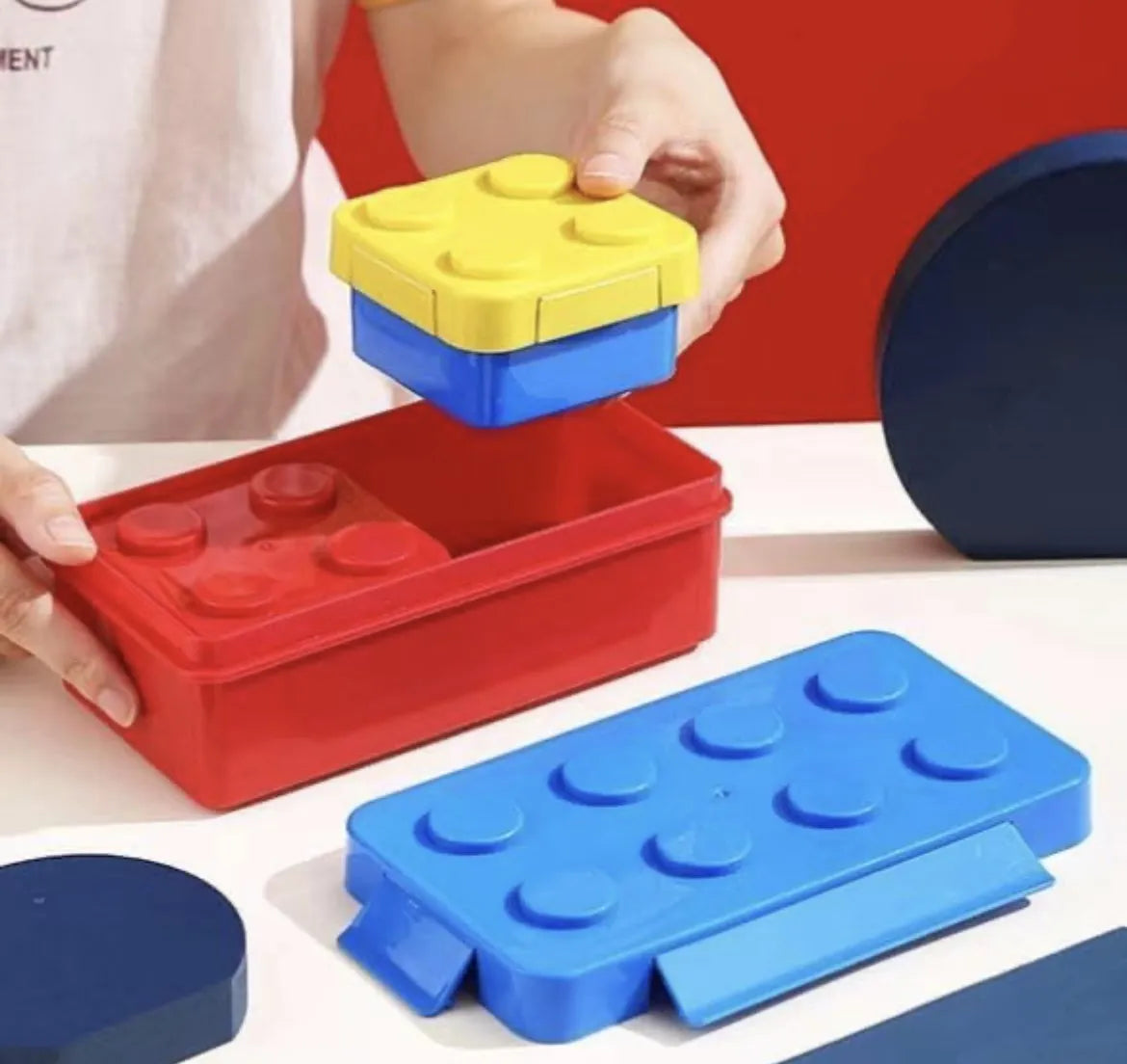 LEGO Style Lunch Box with Spoon & Folk Set – Fun & Colorful Bento Box for Kids
