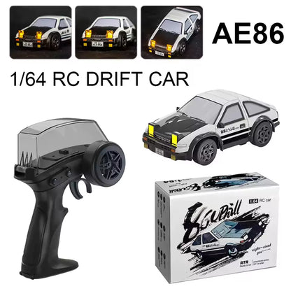 Mini AE86 Drift RC Car 1:64 Scale – Remote Controlled Drift Car with Proportional Speed & LED Lights