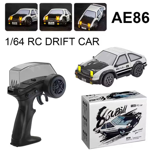 Mini AE86 Drift RC Car 1:64 Scale – Remote Controlled Drift Car with Proportional Speed & LED Lights