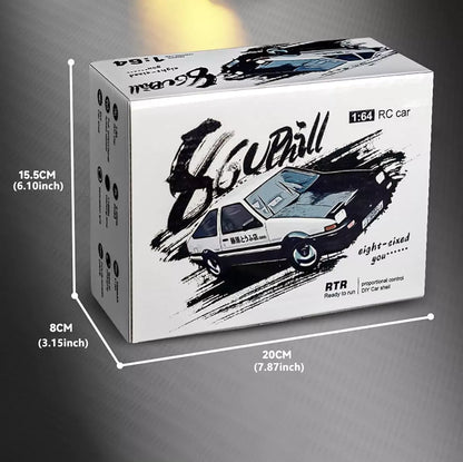 Mini AE86 Drift RC Car 1:64 Scale – Remote Controlled Drift Car with Proportional Speed & LED Lights