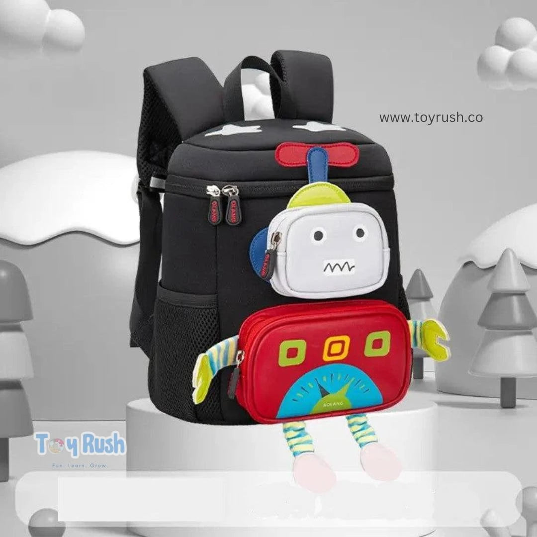 My Dear 3D Robot Backpack for School Black