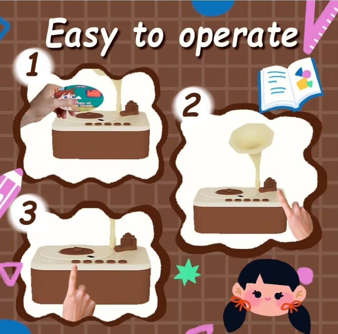 Kids Phonograph for Storytelling and Music Early Education - Toy Rush